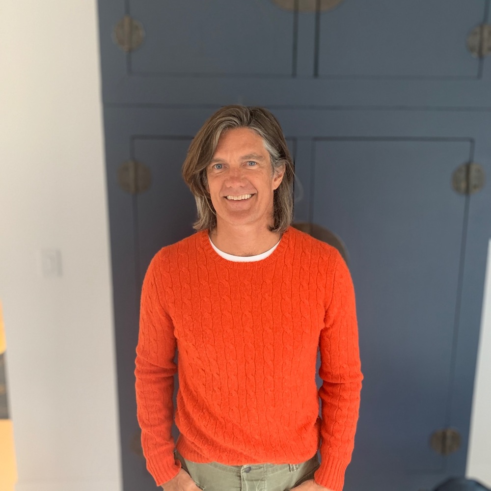100% cashmere, autumn orange, size small